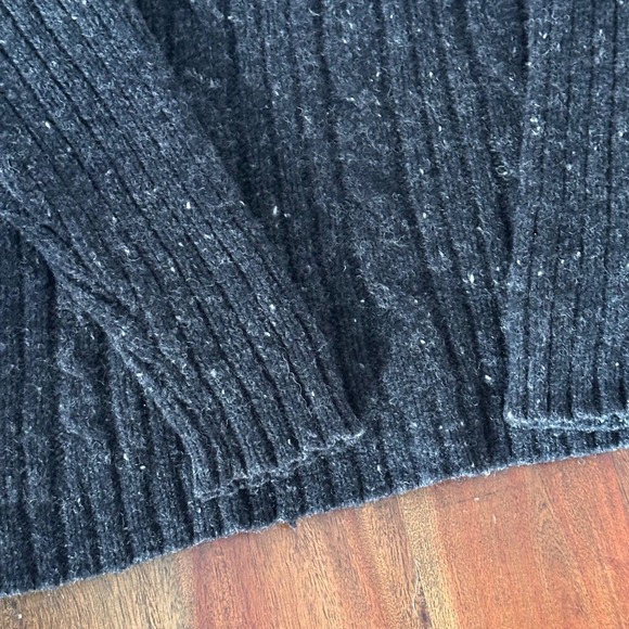 J.Crew VTG Turtleneck Sweater Mens XXL Lambswool Cable Knit Fisherman Dark Grey - Picture 4 of 7